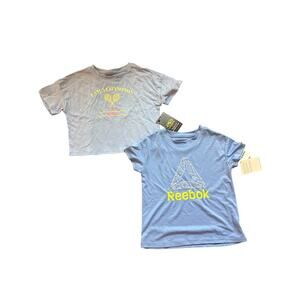 Girls 2pc Tshirt Lot NWT Reebok and Tennis Blue Short Sleeve Size XS 4/5